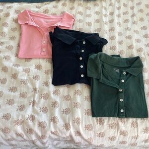 Aerie Women's Polo Shirt Trio - Pink, Black, Green